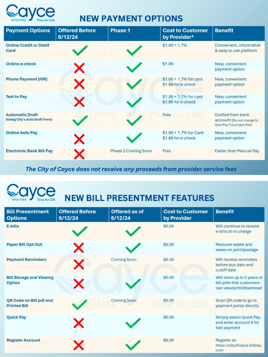 Payment Options Chart Part